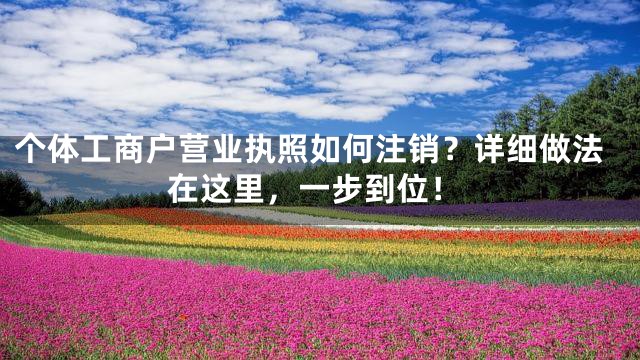 个体工商户营业执照如何注销？详细做法在这里，一步到位！