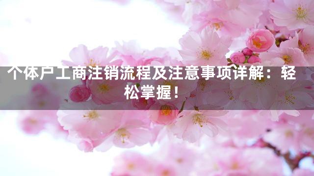 个体户工商注销流程及注意事项详解：轻松掌握！