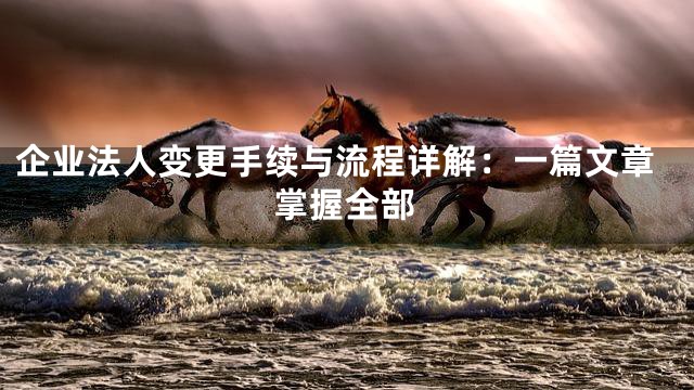 企业法人变更手续与流程详解：一篇文章掌握全部