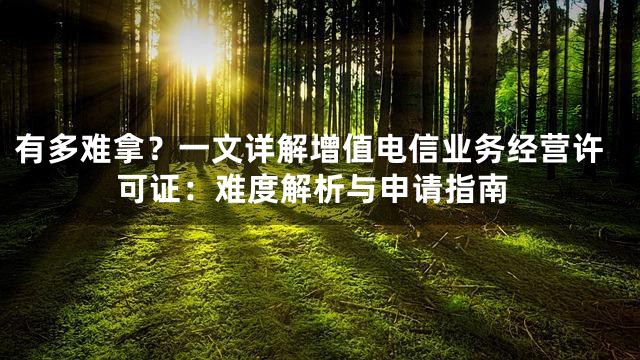 有多难拿？一文详解增值电信业务经营许可证：难度解析与申请指南