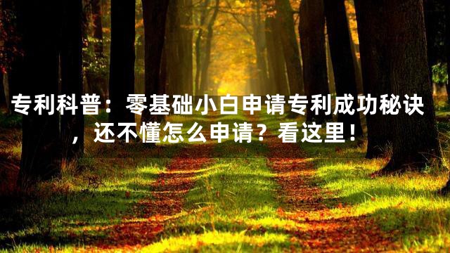专利科普：零基础小白申请专利成功秘诀，还不懂怎么申请？看这里！