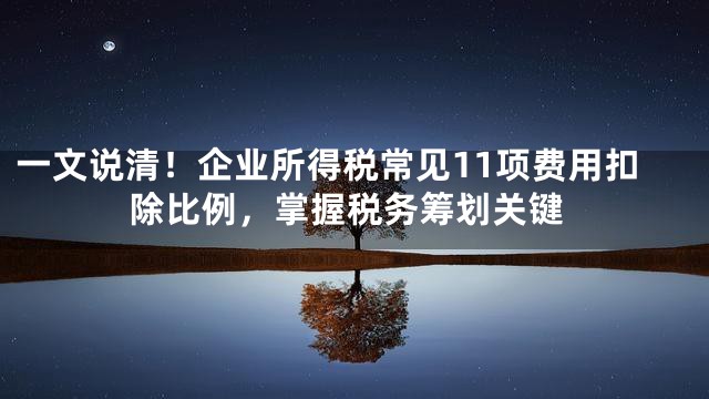 一文说清！企业所得税常见11项费用扣除比例，掌握税务筹划关键