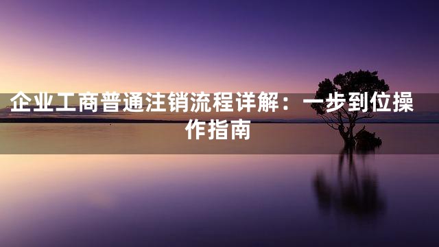 企业工商普通注销流程详解：一步到位操作指南