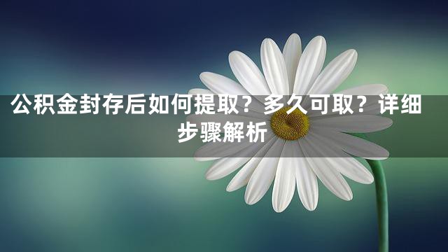公积金封存后如何提取？多久可取？详细步骤解析