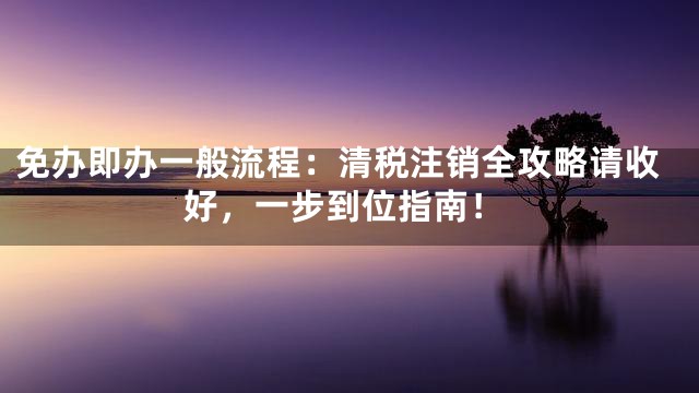 免办即办一般流程：清税注销全攻略请收好，一步到位指南！