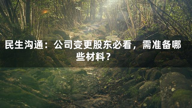 民生沟通：公司变更股东必看，需准备哪些材料？