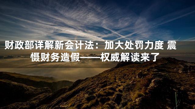 财政部详解新会计法：加大处罚力度 震慑财务造假——权威解读来了