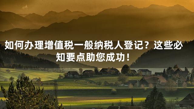如何办理增值税一般纳税人登记？这些必知要点助您成功！