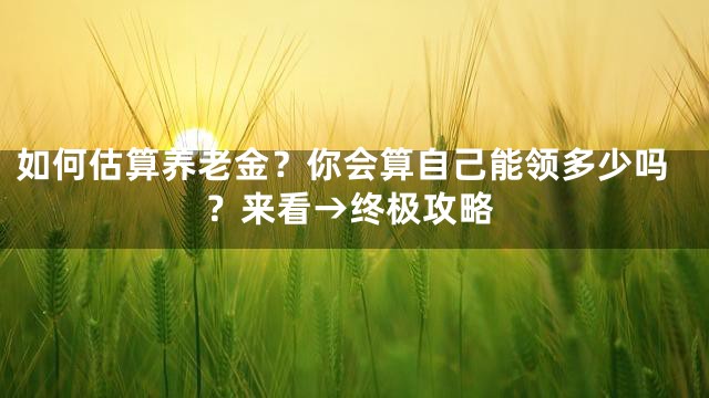 如何估算养老金？你会算自己能领多少吗？来看→终极攻略