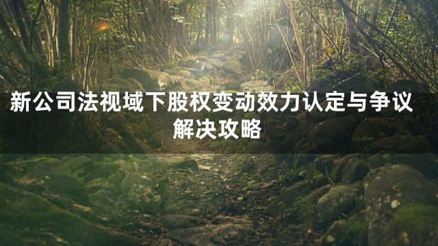新公司法视域下股权变动效力认定与争议解决攻略