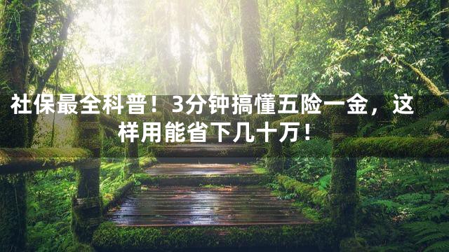 社保最全科普！3分钟搞懂五险一金，这样用能省下几十万！
