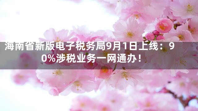 海南省新版电子税务局9月1日上线：90%涉税业务一网通办！