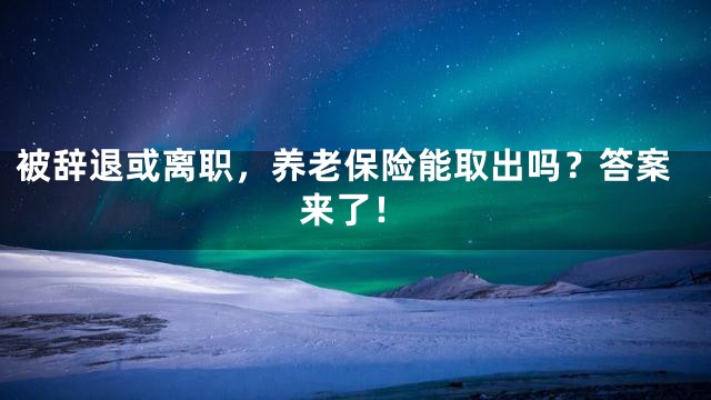 被辞退或离职，养老保险能取出吗？答案来了！