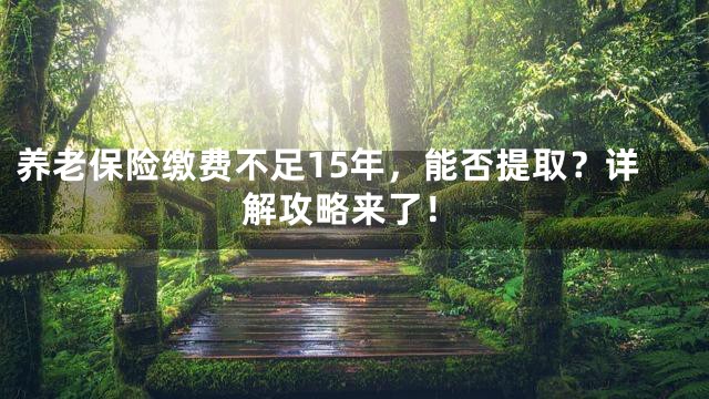 养老保险缴费不足15年，能否提取？详解攻略来了！