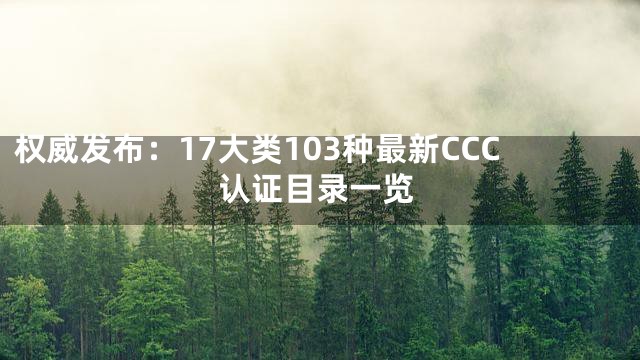 权威发布：17大类103种最新CCC认证目录一览