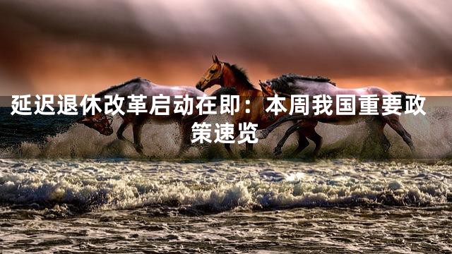 延迟退休改革启动在即：本周我国重要政策速览