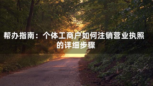 帮办指南：个体工商户如何注销营业执照的详细步骤