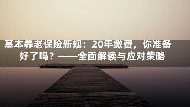 基本养老保险新规：20年缴费，你准备好了吗？——全面解读与应对策略