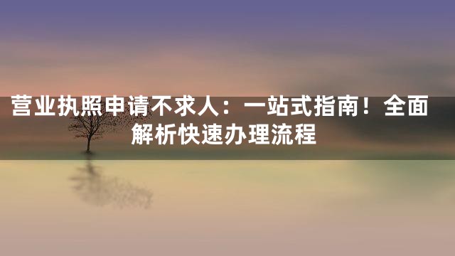 营业执照申请不求人：一站式指南！全面解析快速办理流程