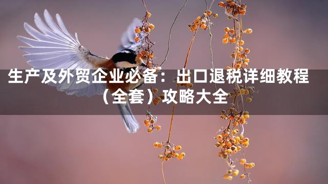 生产及外贸企业必备：出口退税详细教程（全套）攻略大全