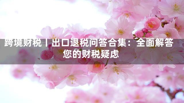 跨境财税丨出口退税问答合集：全面解答您的财税疑虑