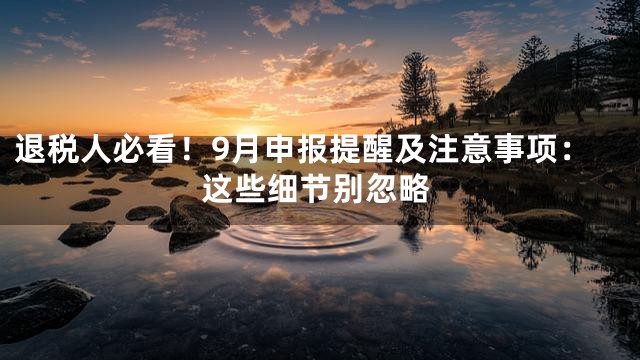 退税人必看！9月申报提醒及注意事项：这些细节别忽略