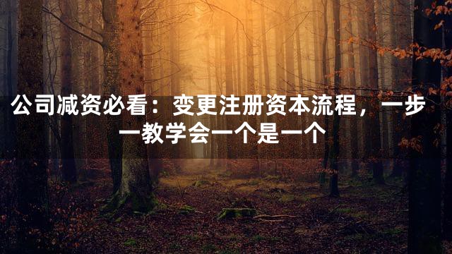 公司减资必看：变更注册资本流程，一步一教学会一个是一个