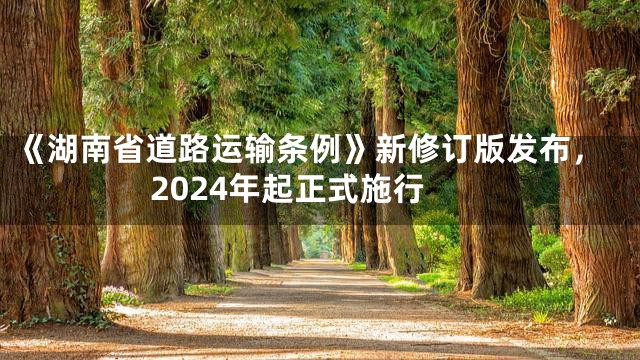 《湖南省道路运输条例》新修订版发布，2024年起正式施行