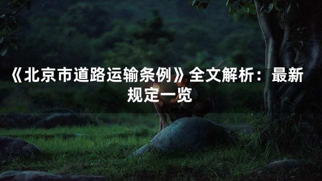 《北京市道路运输条例》全文解析：最新规定一览
