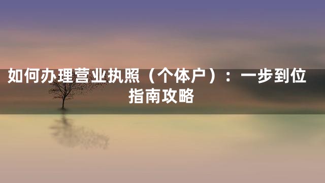 如何办理营业执照（个体户）：一步到位指南攻略