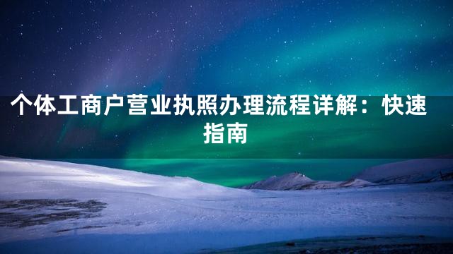 个体工商户营业执照办理流程详解：快速指南