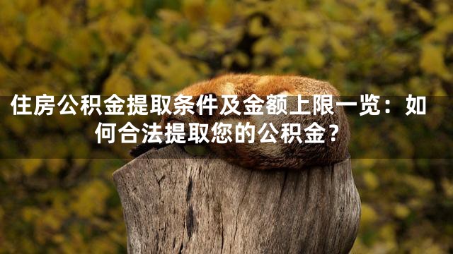 住房公积金提取条件及金额上限一览：如何合法提取您的公积金？