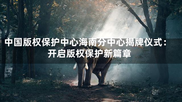 中国版权保护中心海南分中心揭牌仪式：开启版权保护新篇章