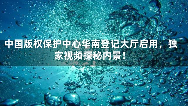 中国版权保护中心华南登记大厅启用，独家视频探秘内景！