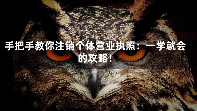 手把手教你注销个体营业执照：一学就会的攻略！