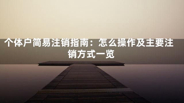 个体户简易注销指南：怎么操作及主要注销方式一览
