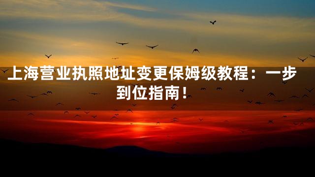 上海营业执照地址变更保姆级教程：一步到位指南！