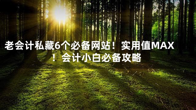 老会计私藏6个必备网站！实用值MAX！会计小白必备攻略