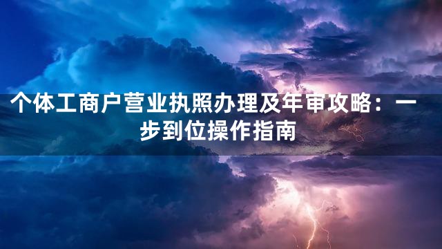 个体工商户营业执照办理及年审攻略：一步到位操作指南