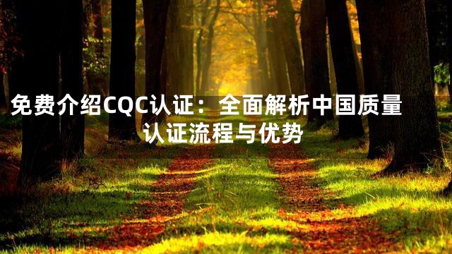 免费介绍CQC认证：全面解析中国质量认证流程与优势