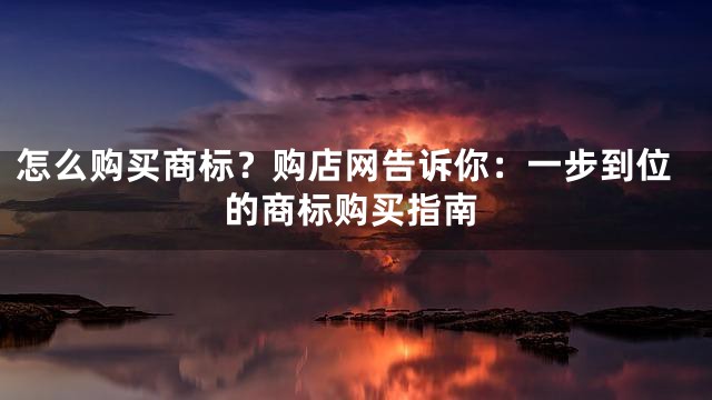 怎么购买商标？购店网告诉你：一步到位的商标购买指南