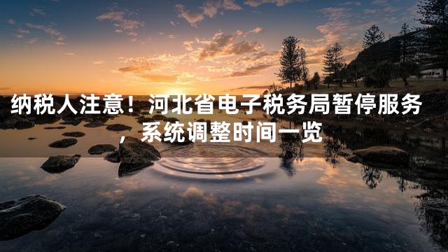 纳税人注意！河北省电子税务局暂停服务，系统调整时间一览