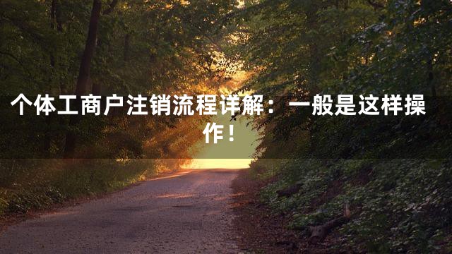 个体工商户注销流程详解：一般是这样操作！