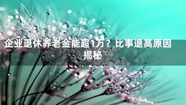 企业退休养老金能超1万？比事退高原因揭秘