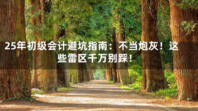 25年初级会计避坑指南：不当炮灰！这些雷区千万别踩！