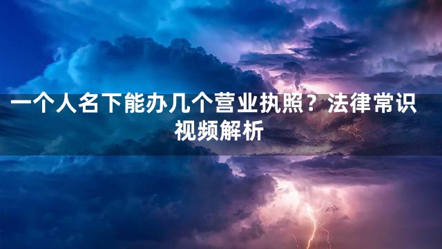 一个人名下能办几个营业执照？法律常识视频解析