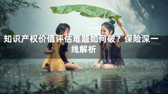 知识产权价值评估难题如何破？保险深一线解析