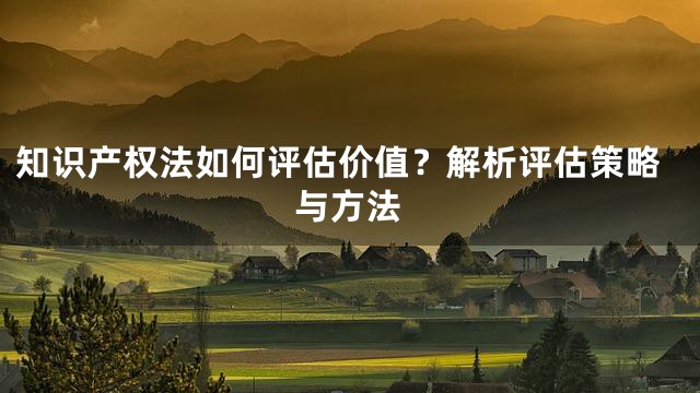 知识产权法如何评估价值？解析评估策略与方法