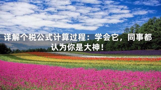 详解个税公式计算过程：学会它，同事都认为你是大神！