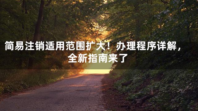 简易注销适用范围扩大！办理程序详解，全新指南来了